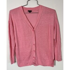 Talbots 100% Linen Girlfriend Button Up Long Sleeve Cardigan Sweater‎ Size PM